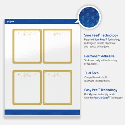 Avery Rectangle Multipurpose Labels, 4" x 3-1/3", White, 40/Pack (19479370531)