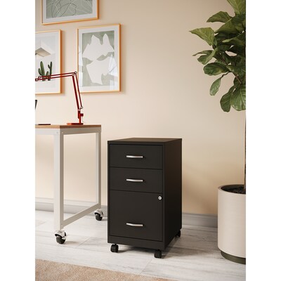 Space Solutions 18" 3-Drawer Mobile Letter Width Vertical File Cabinet, Black (24427)
