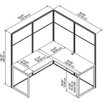 Bush Business Furniture Easy Office 66.34" x 60" L-Shaped Desk, Mocha Cherry (EODH360MR-03K)