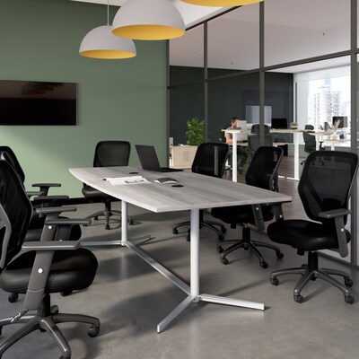 Bush Business Furniture 96W x 42D Boat Shaped Conference Table with Metal Base, Platinum Gray (99TBM