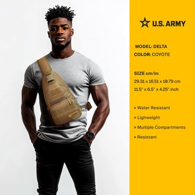 U.S. Army DELTA Tactical Polyester Sling Bag, Coyote (USBDEL12COY)