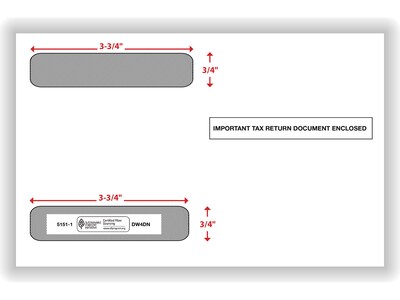 ComplyRight Double Window Envelope for W-2 (5218) Tax Form, 5.63" x 9", White/Black, 100/Pack (51511)