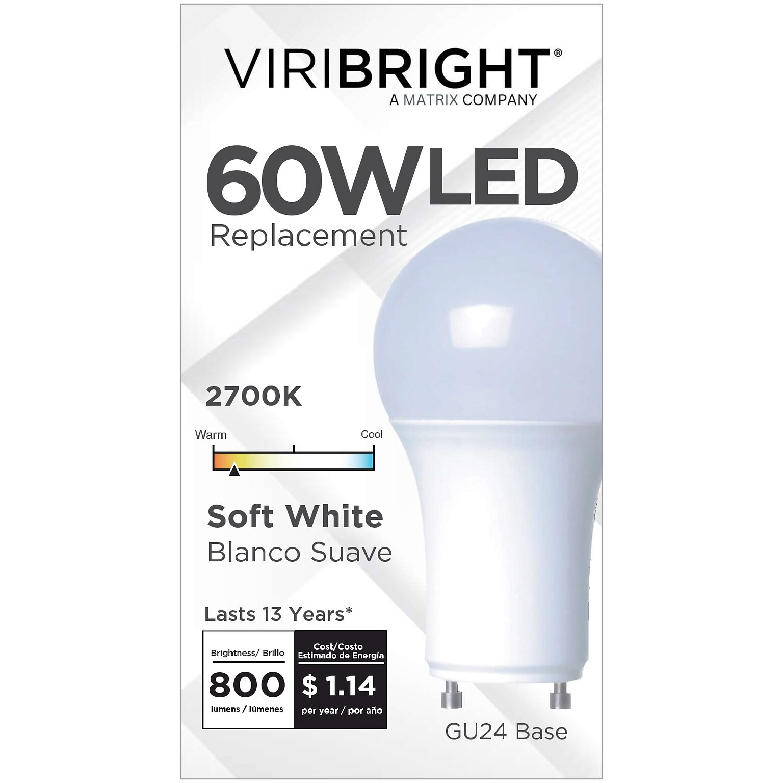 Viribright 9.5 Watts Soft White LED Household Bulb (640555)