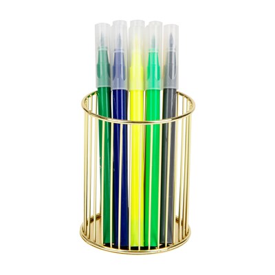 Mind Reader Metal Pen Holder, Gold, 3 Pieces (GOLDPEN3-GLD)