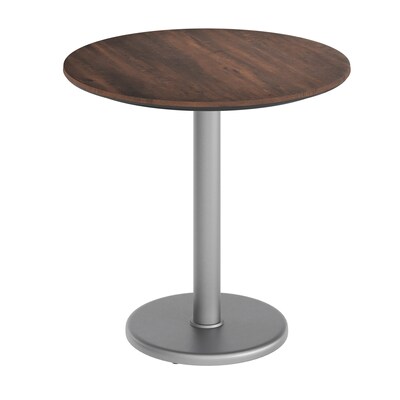 Flash Furniture Acadia 31.25 Round Wooden Dining Table with Round Base, Dark Brown/Silver Base (STRD31WBRTR18S)