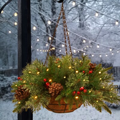 National Tree Company 20 in. Colonial Hanging Basket with LED Lights (PECO1-300-20HB1)