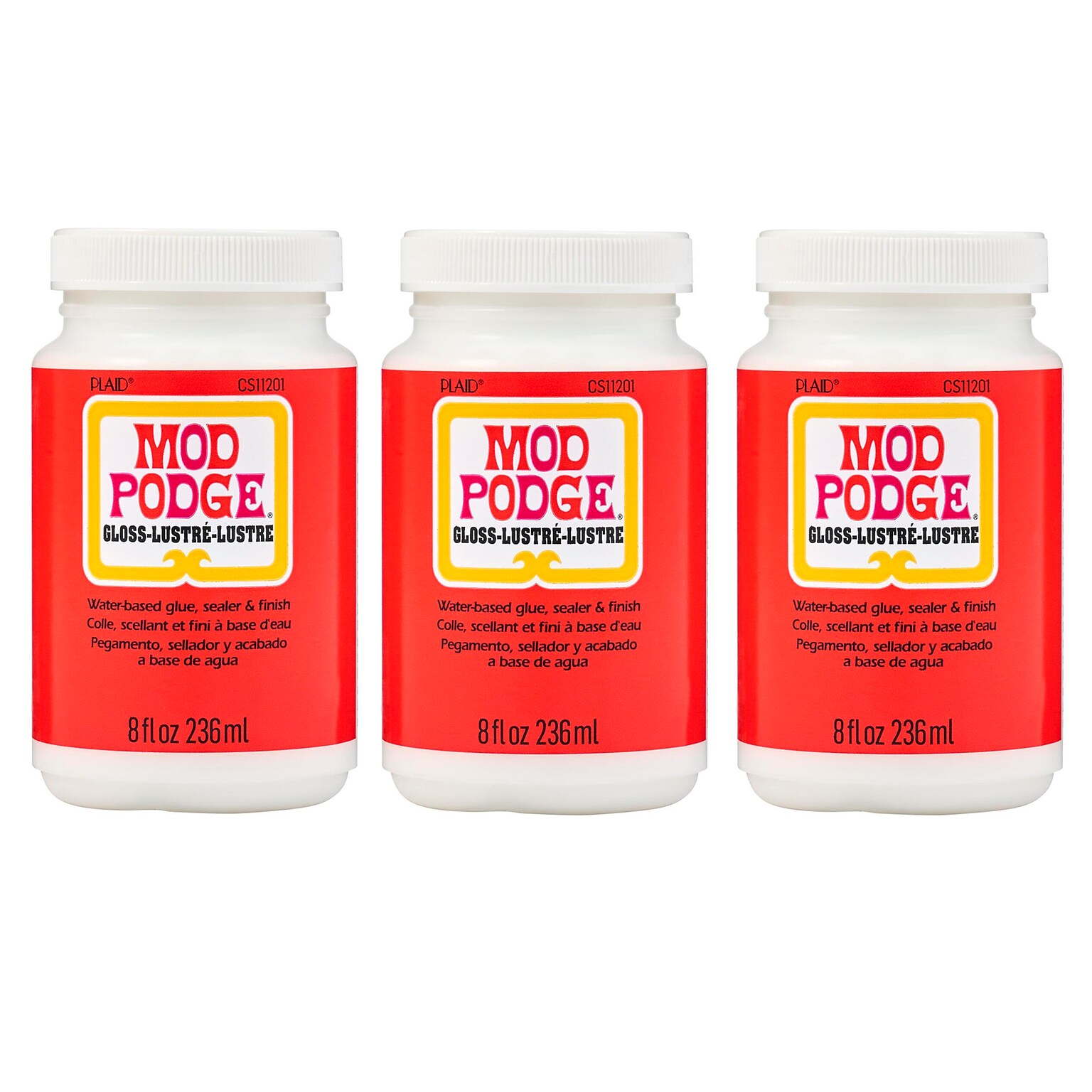 Mod Podge Decoupage Glue, Gloss, 8oz., 3/Pack (MODCS11201-3)