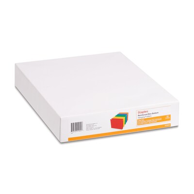 Staples Reinforced Box Bottom Hanging File Folders, 2" Expansion, 1/5-Cut Tab, Letter Size, Assorted, 25/Box (ST20028-CC)