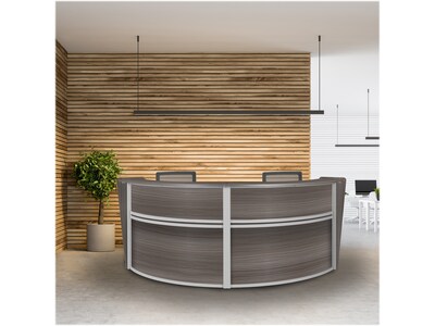 Regency Marque 124.5"W Curved Reception Desk Workstation, Driftwood Gray (77292GY)