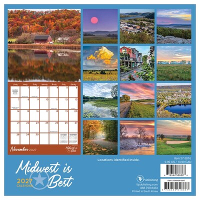2027 TF Publishing Midwest Is Best 7" x 7" Monthly Wall Calendar, Multicolored (27-2016)