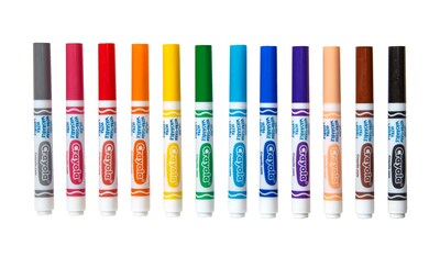 Crayola Ultra-Clean Washable Markers, Broad, Assorted Colors, 12/Box (58-7812)