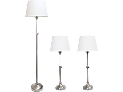 Lalia Home Perennial 58.5"/30" Brushed Nickel Three-Piece Floor/Table Lamp Set with Tapered Shades (LHS-1005-BN)