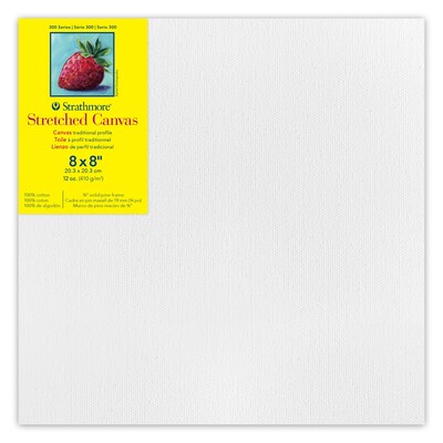 Strathmore 300 Series Primed Traditional Stretched Canvas, 8 x 8, 3/Bundle (STT31388-3)