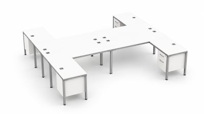 Boss Office Products Simple System 66W L-Shaped Desk, White, 4/Set (SGSD018-202-WT)
