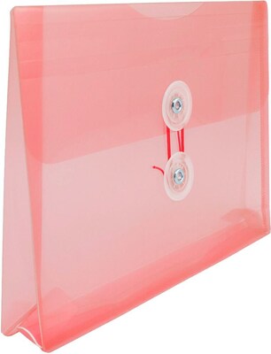 JAM Paper Premium Plastic Filing Envelope with Button & String Closure, Pink, 3/Pack (920B1PIX3)