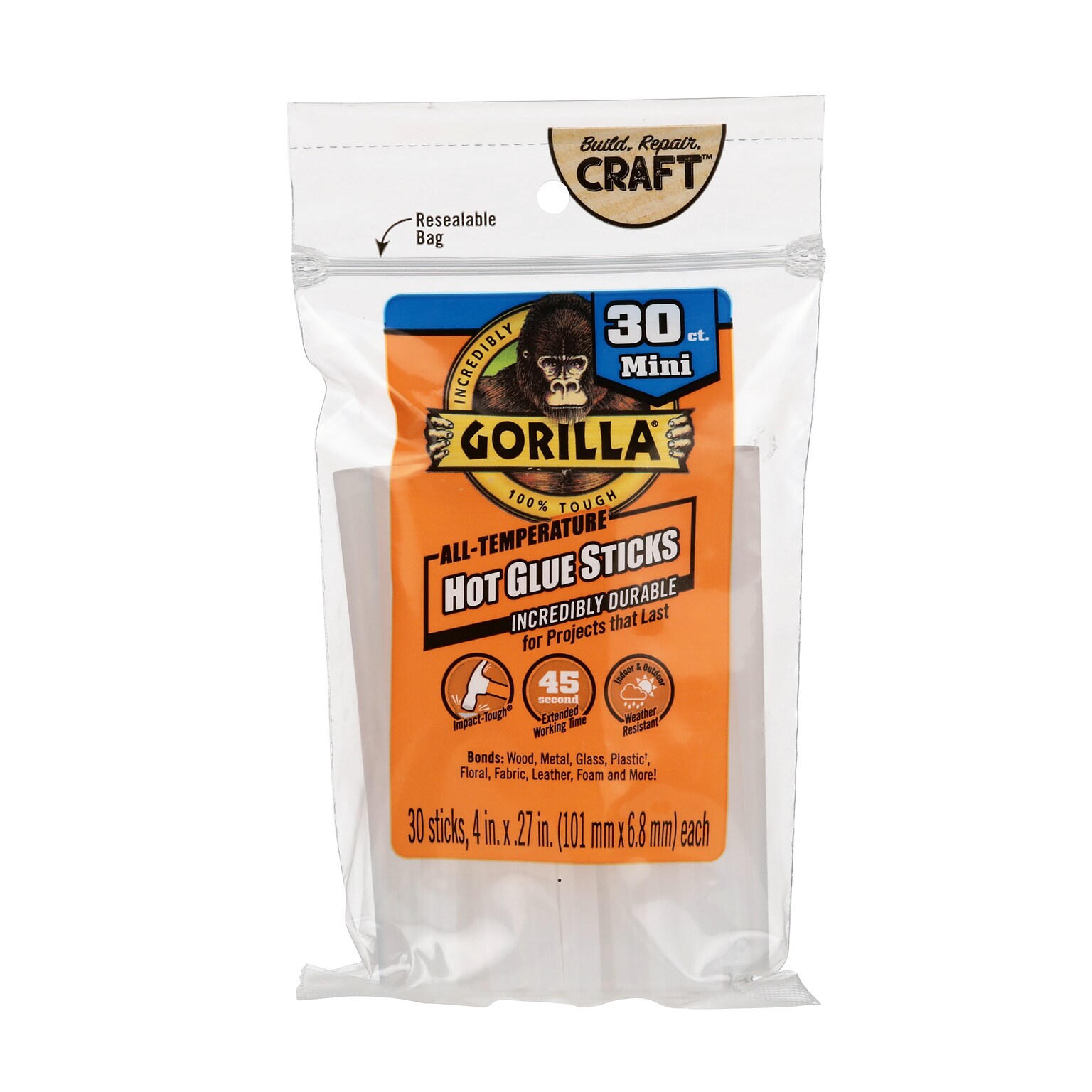 Gorilla Glue Sticks, Clear/Opaque, 30/Pack (3023003)