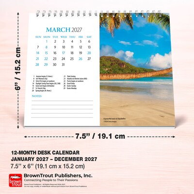 2027 BrownTrout Beaches 7.5" x 6" Monthly Wall Calendar, Assorted Colors (9798330709366)