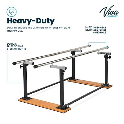 Viva Comfort 7 ft. Foldable Physical Therapy Parallel Bars with Adjustable Height, 350 lbs. Capacity, Black (ADI905-01-MK)