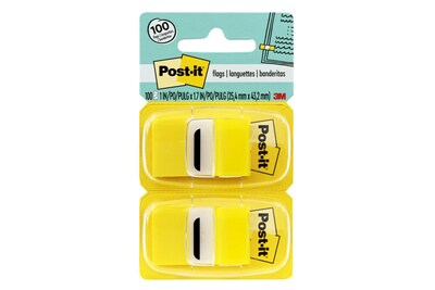 Post-it® Flags Value Pack, 1 x 1.7, Yellow, 50 Flags/Dispenser, 12 Dispensers/Box (680-YW12)