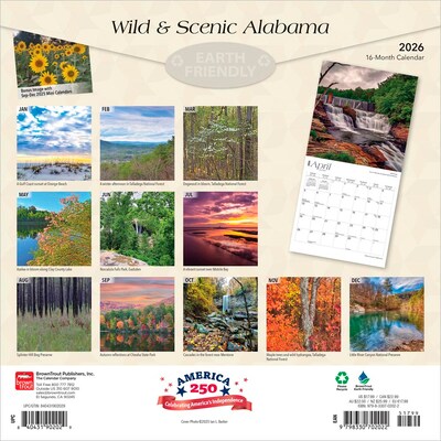 2026 BrownTrout Alabama Wild & Scenic 12 x 12 Monthly Wall Calendar (9798330702022)