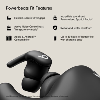 Beats by Dr. Dre Powerbeats Fit Wireless Earbuds, Bluetooth, Jet Black (ME2J4LL/A)