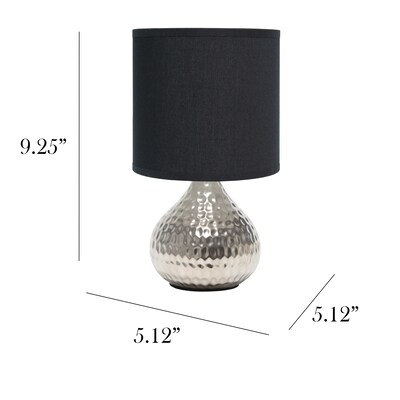 Simple Designs Hammered Silver Drip Mini Table Lamp, Black (LT2073-SVB)