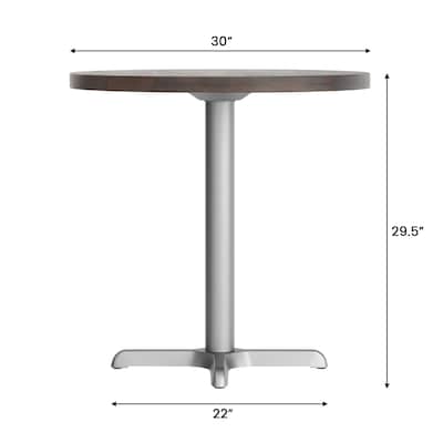Flash Furniture Bennett 30" Round Wooden Commercial Indoor Table, Dark Brown Top/Silver Base (GSFRD30DBT2222S)