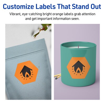 Avery Decorative Edge Multipurpose Labels, 2-1/2" x 2-57/64", Bright Orange, 60/Pack (94121)