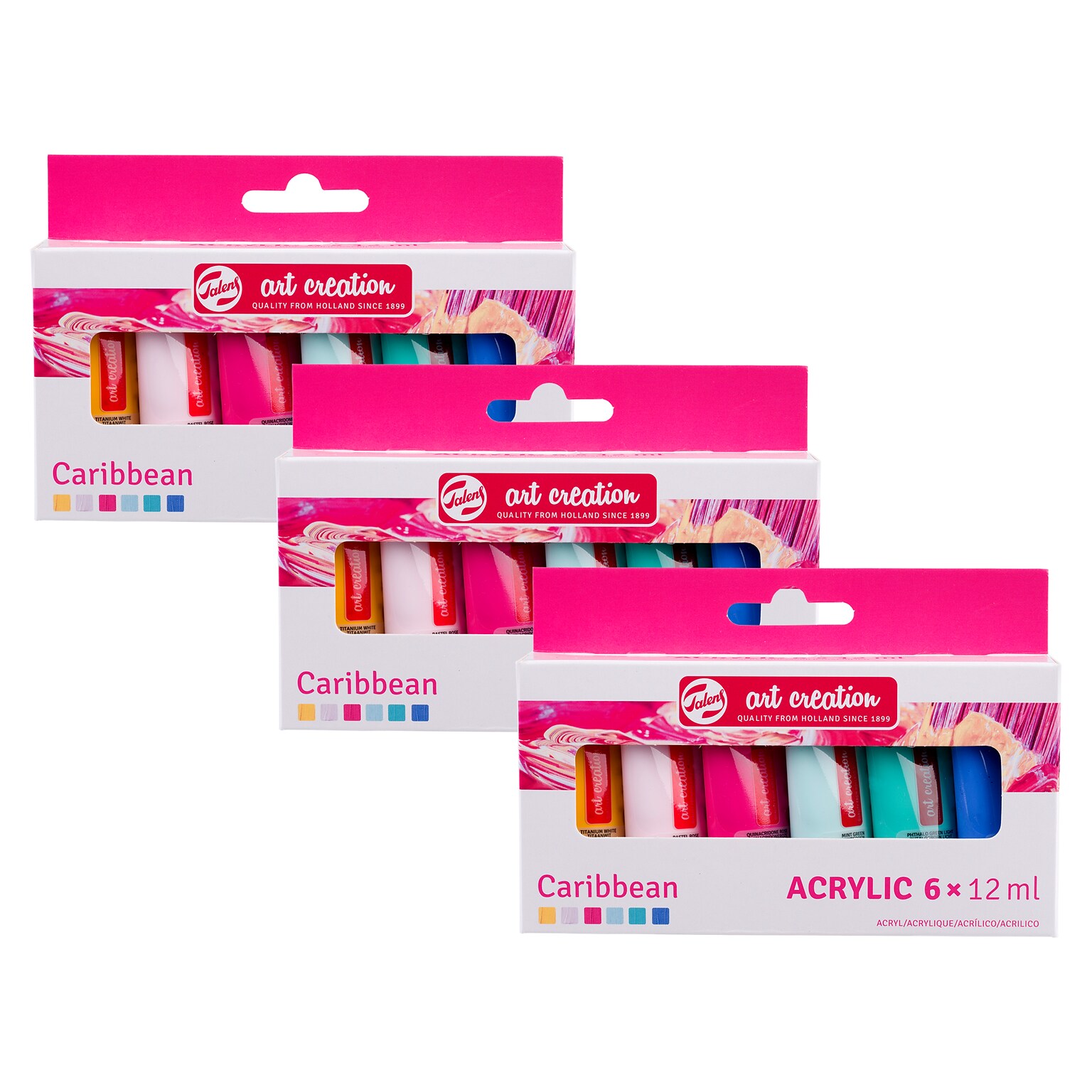 Talens Art Creation Acrylic Paint, Assorted Colors, 12mL, 6/Set, 3 Sets/Bundle (TLN9021863M-3)