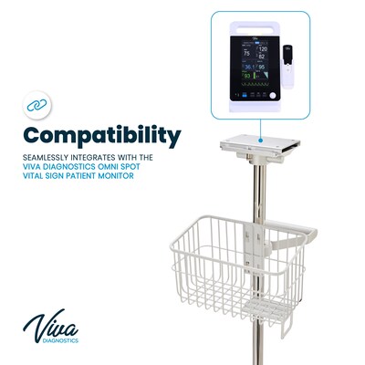Viva Comfort Universal Vital Sign Monitor Mobile Stand with Mounting Plate, White (ADIME912-C-MP-08-