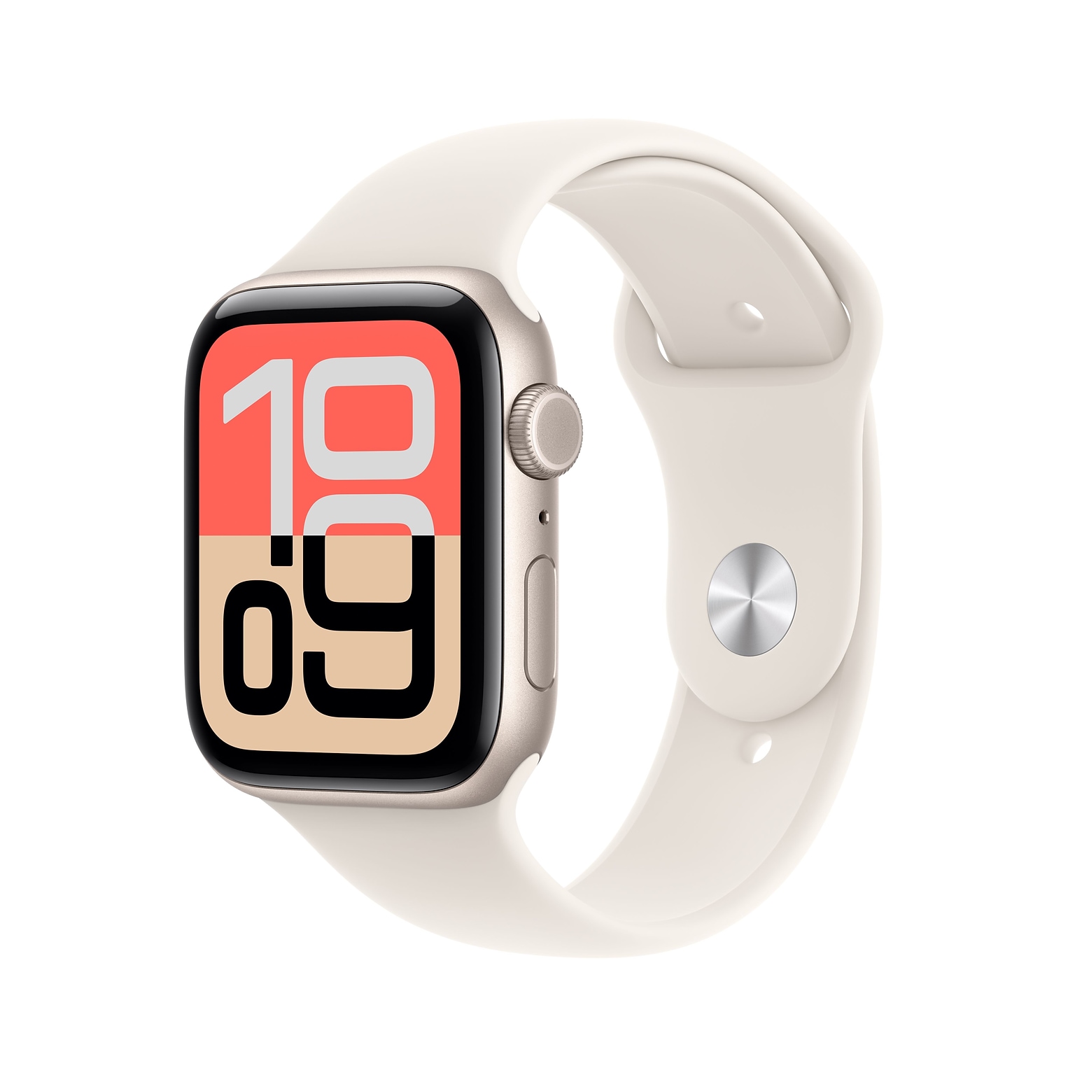 Apple Watch SE 3 GPS + Cellular Smartwatch, 44mm, Starlight Aluminum Case with Starlight Sport Band, Medium/Large (MEPF4LW/A)