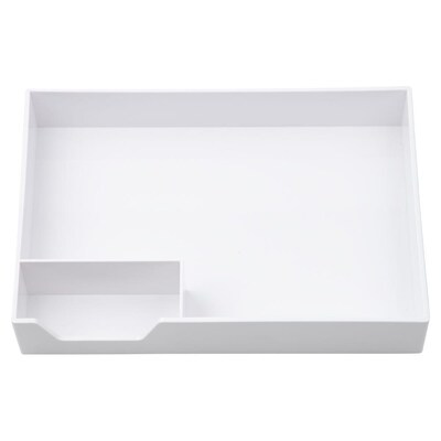 JAM Paper Half Desk Stackable Front Loading Letter Tray, White Plastic, (344TWH)