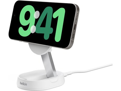 Belkin BoostCharge Pro Magnetic Wireless Charging Stand with Qi2 15W, White (WIA008ttWH)