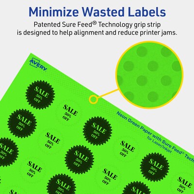 Avery Burst Multipurpose Labels, 1", Neon Green, 960/Pack (94606)