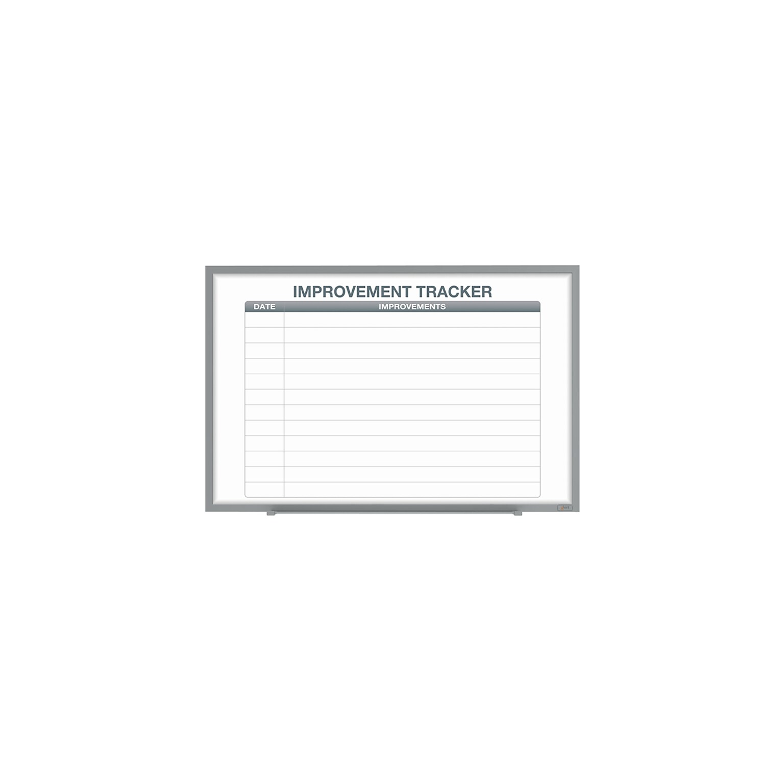 Ghent Manufacturing Whiteboard with Aluminum Frame, Improvement Tracker 1, Magnetic, 3H x 4W (GRPM302V-34)