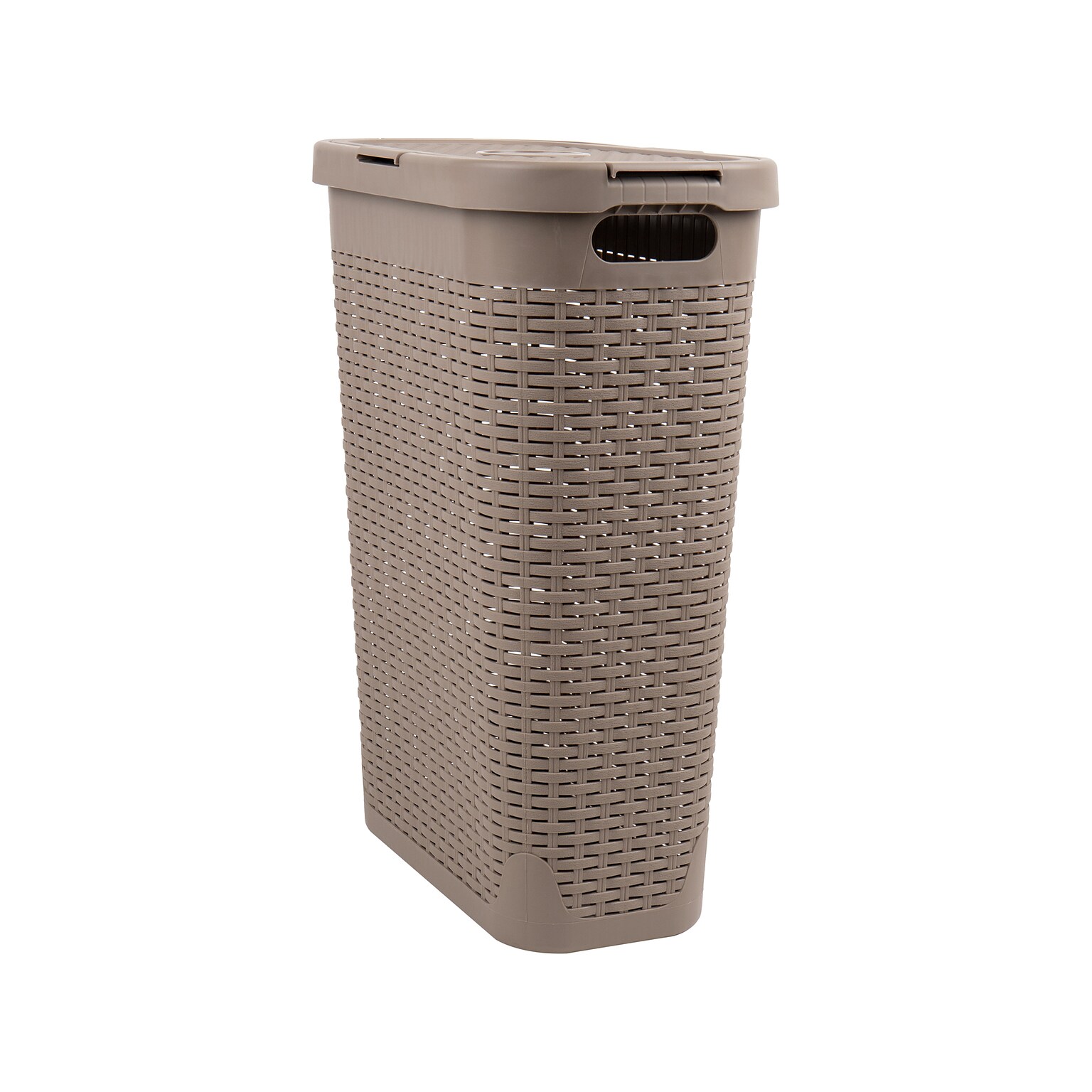 Mind Reader Plastic Laundry Hamper with Lid, Brown Metallic, 2/Set (40HAMP2PK-BRNM)