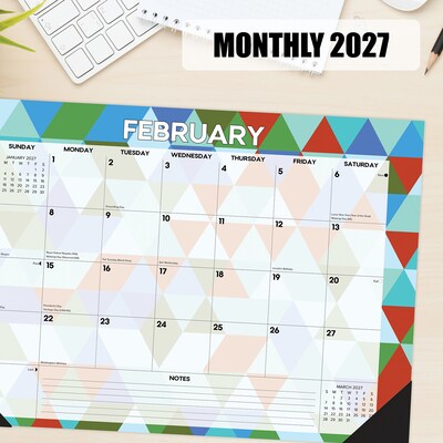 2027 Willow Creek Modern Geometric 17" x 12" Monthly Desk Pad Calendar, Assorted Colors (66485)