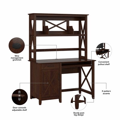 Bush Furniture Key West 48" Computer Desk with Hutch, Bing Cherry (KWD248BC-03)