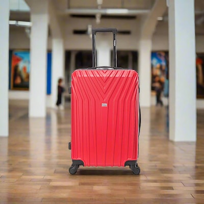 InUSA Vasty 26.37" Hardside Suitcase, 4-Wheeled Spinner, TSA Checkpoint Friendly, Red (IUVAS00M-RED)