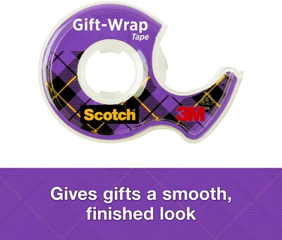 Scotch® Gift Wrap Tape with Dispenser, 3/4" x 23.61 yds., 4 Rolls (415)