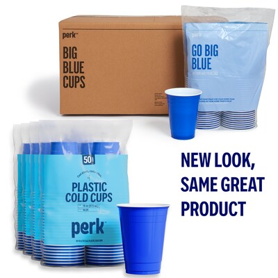 Perk™ Plastic Cold Cup, 16 Oz., Blue, 500/Carton (PK45561CT)