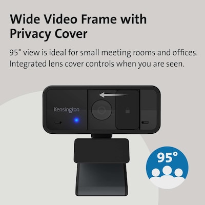 Kensington W1050 1080p Fixed Focus Wide Angle Webcam, Black (K80250WW)