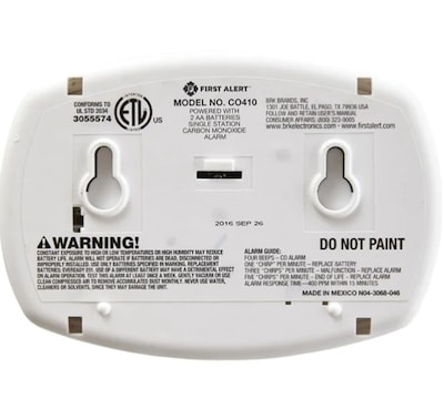 First Alert Battery Powered Electromechanical Carbon Monoxide Detector (FAT1039727)