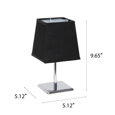 Creekwood Home Square Chrome 9.65" LED Table Lamp, Black (CWT-1013-BK)
