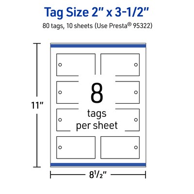 Avery 2" x 3-1/2"  Blank Price & Merchandise Tags, White, 80/Carton (95322-GWT10)