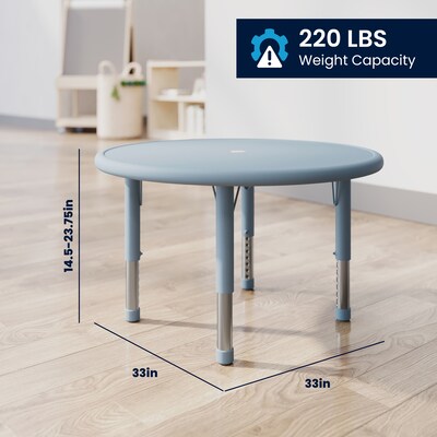 Flash Furniture Wren 33" Round Activity Table, Height Adjustable, Dusty Blue (YUYCX072RDTBDTB)