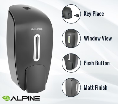 Alpine Industries Universal Wall Mounted Hand Soap Dispenser, Gray, 2/Pack (425-GRY-2PK)