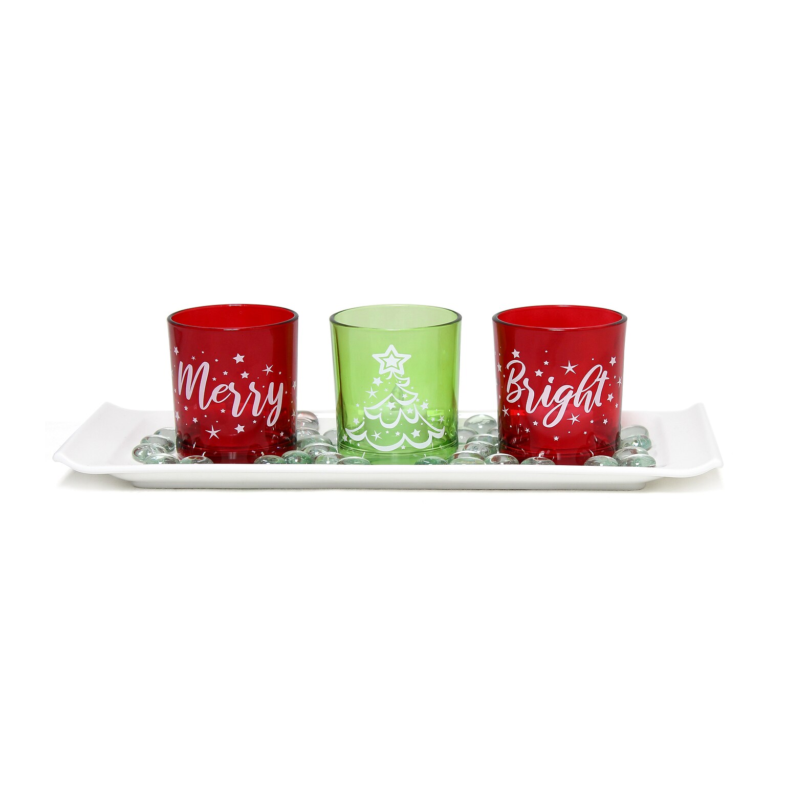 Elegant Designs Merry & Bright Christmas Candle, Red and Green, Set of 3 (HG5000-GAR)