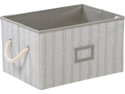 Honey-Can-Do Large Stackable Folding Fabric Storage Bins, 8.3 x 10.2 x 14.7, Gray Stripes, 3/Set (SFT-09683)