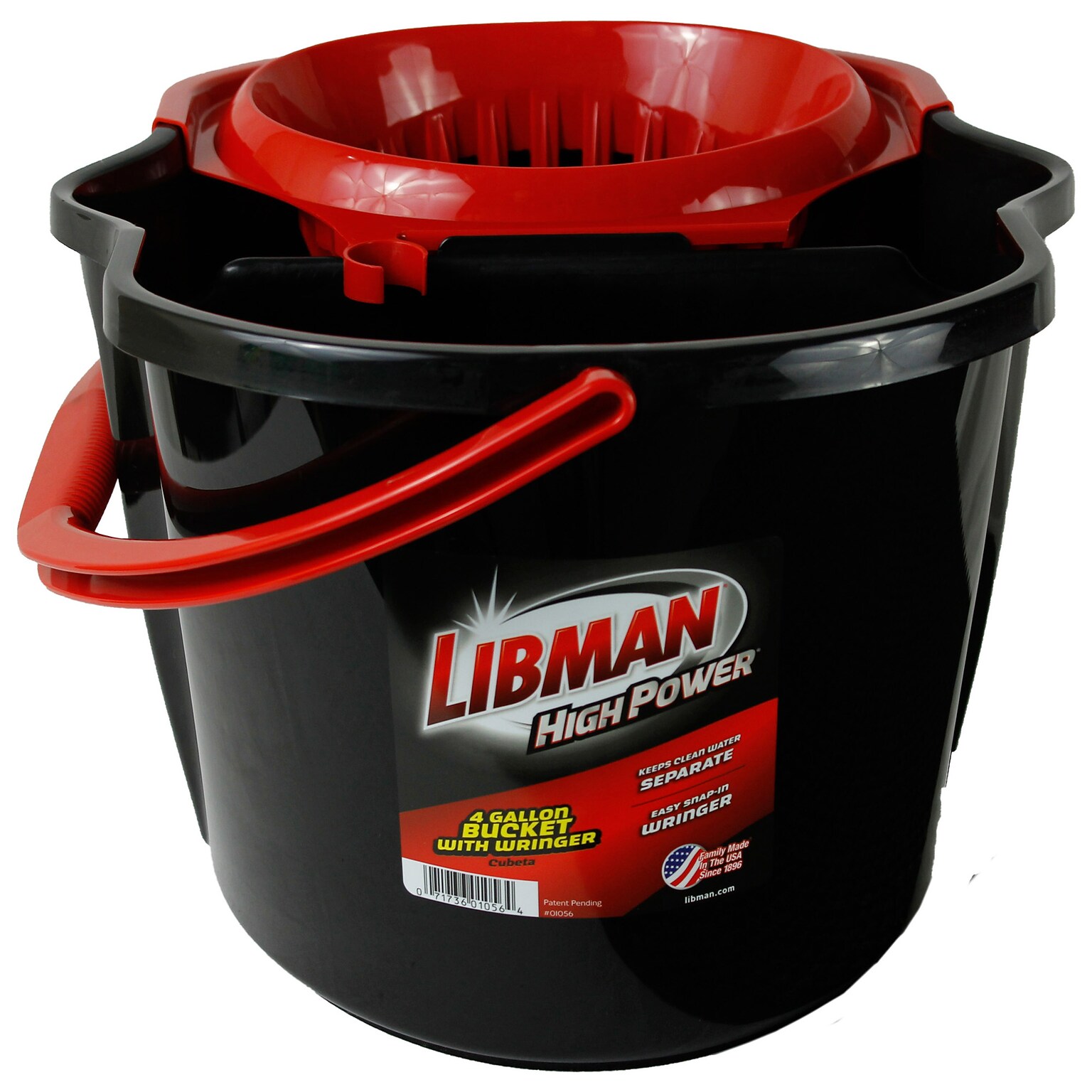 Libman 4 Gallon Clean & Rinse Bucket & Wringer, Black, 3/Carton (0156)